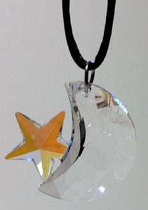 Crystal Moon And Star Necklace Handcrafted Using Swarovski Crystal