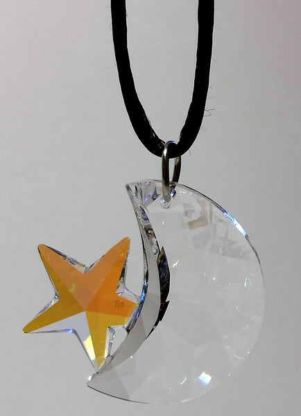 Swarovski crescent moon discount and star necklace