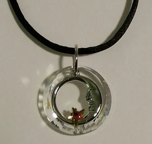 Crystal Moon and Star Necklace Handcrafted By Bjcrystalgifts Using Swarovski Crystal