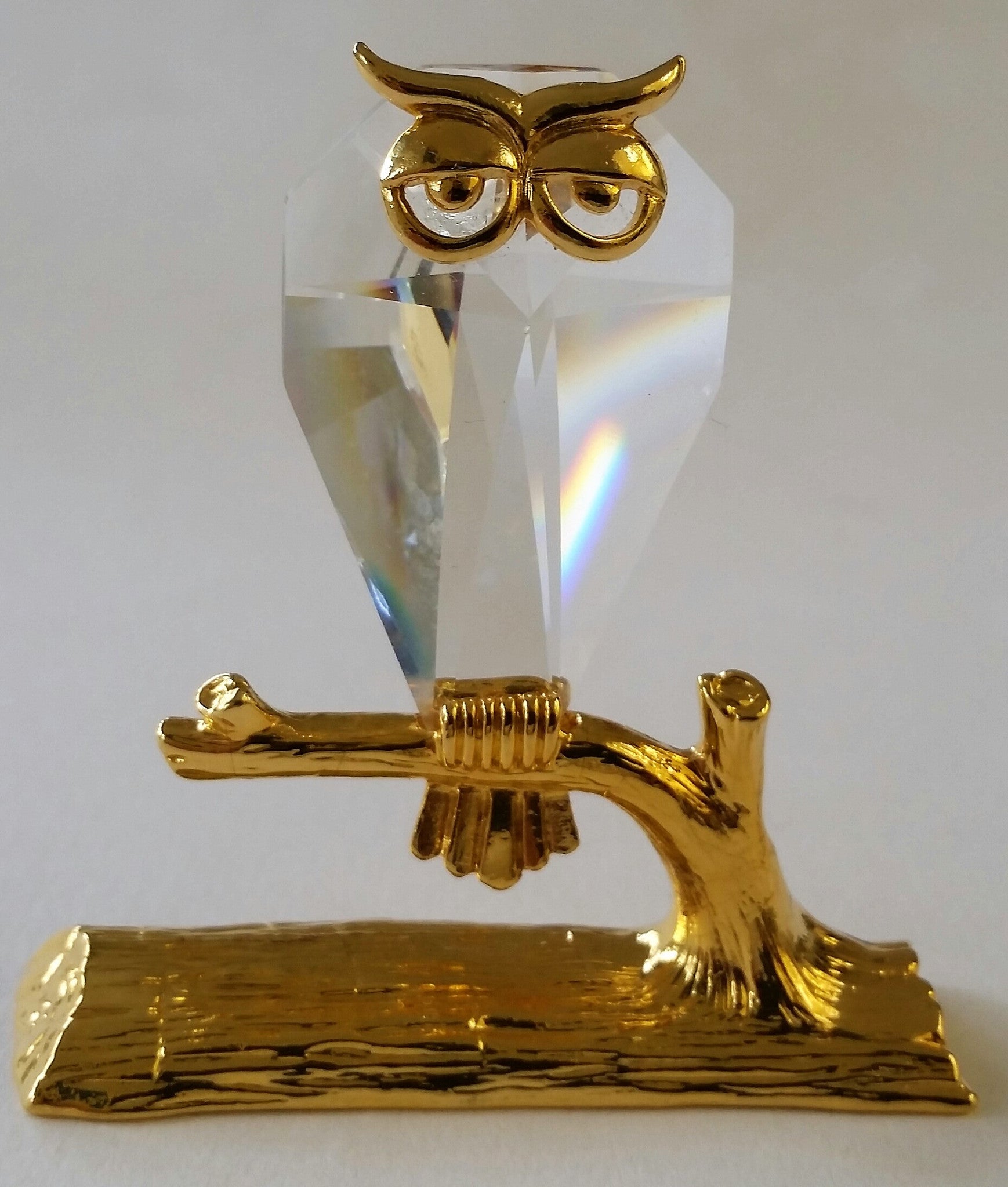 Crystal Owl - Gold Tone Owl Figurine
