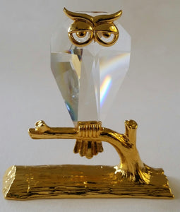 Crystal Owl - Gold Tone Owl Figurine