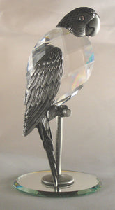 Pewter Parrot Figurine - Crystal Parrot Handcrafted Using Swarovski Crystal