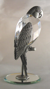 Pewter Parrot Figurine - Crystal Parrot Handcrafted Using Swarovski Crystal