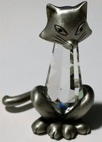 Load image into Gallery viewer, Crystal Cat Figurine - Pewter Cat Miniature Handcrafted With Swarovski Crystal
