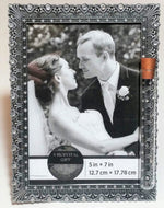 Load image into Gallery viewer, Pewter Color Bejeweled Jewish Wedding Picture Frame - Jewish Engagement Gift - Chuppah - Holds Shards From Jewish Wedding Ceremony
