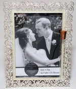 Load image into Gallery viewer, Jewish Wedding Picture Frame - Holds 5x7 Photo - Holds Shards From Glass Broken At Jewish Wedding Ceremony
