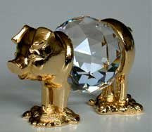 Crystal Pig Figurine - Pig Miniature Handcrafted By BJcrystals Using Swarovski Crystal