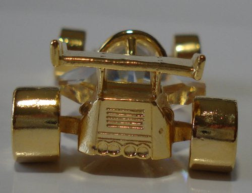 Crystal Race Car Figurine - Race Car Miniature - Gold Tone Race Car