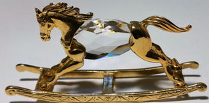 Crystal Rocking Horse Figurine Handcrafted By Bjcrystalgifts Using Swarovski Crystal