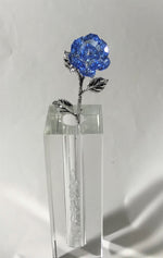 Load image into Gallery viewer, Long Stem Blue Crystal Rose In Crystal Vase - Blue Crystal Flower In Crystal Vase
