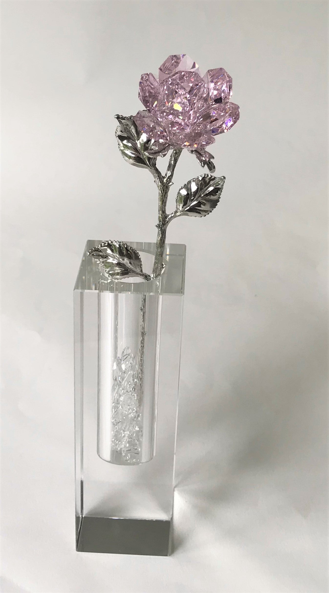 Pink Crystal Rose Handcrafted By Bjcrystalgifts Using Swarovski Crystals In A Crystal Vase