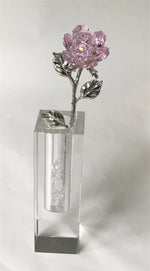 Load image into Gallery viewer, Pink Crystal Rose Handcrafted By Bjcrystalgifts Using Swarovski Crystals In A Crystal Vase
