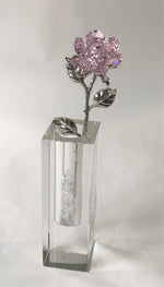 Load image into Gallery viewer, Pink Crystal Rose Handcrafted By Bjcrystalgifts Using Swarovski Crystals In A Crystal Vase
