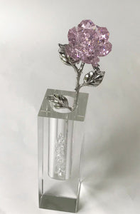 Pink Crystal Rose Handcrafted By Bjcrystalgifts Using Swarovski Crystals In A Crystal Vase