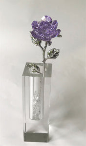 Purple Crystal Rose Handcrafted By Bjcrystalgifts Using Swarovski Crystals In A Crystal Vase