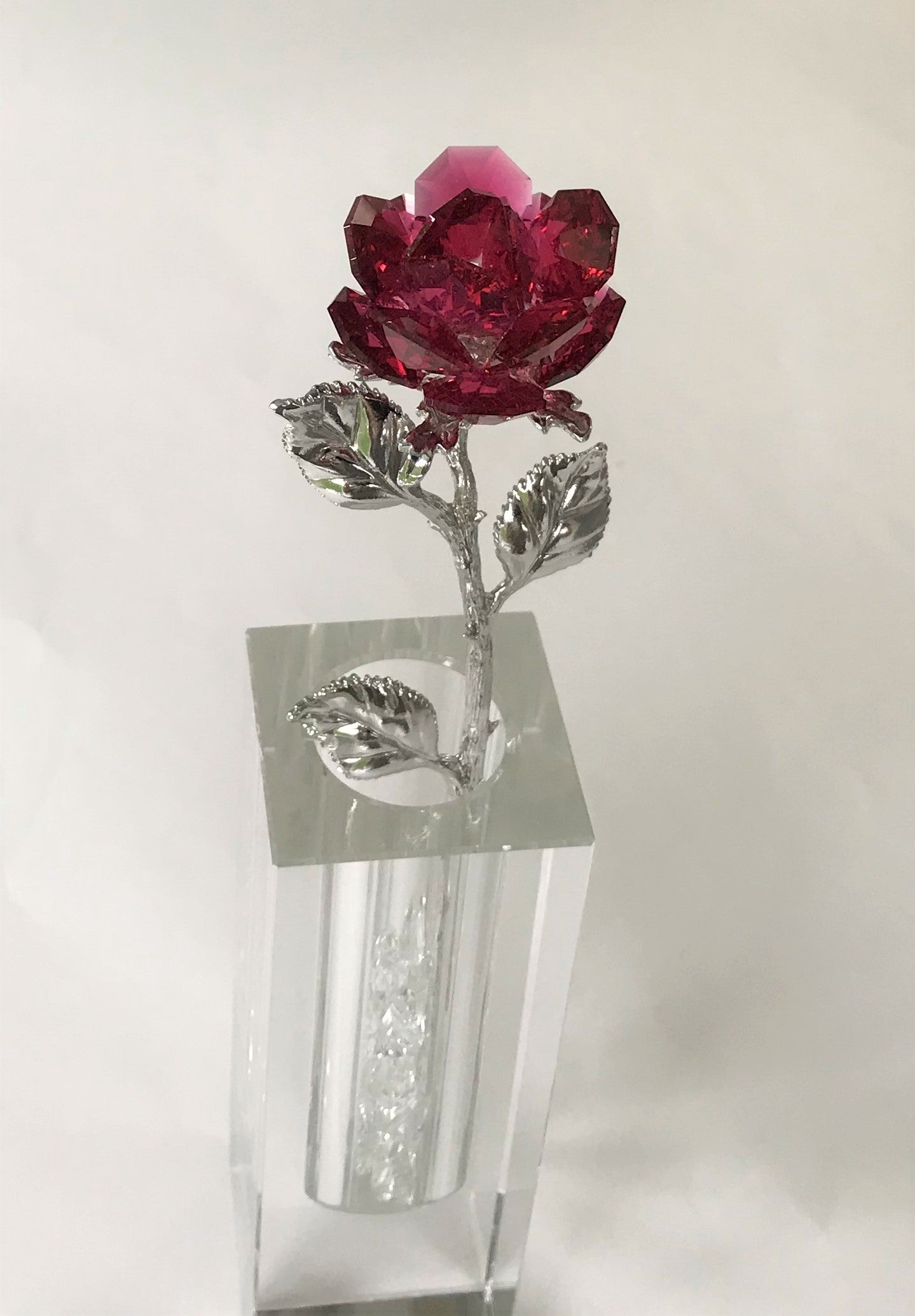 Red Crystal Rose Handcrafted By Bjcrystalgifts Using Swarovski Crystals In A Crystal Vase