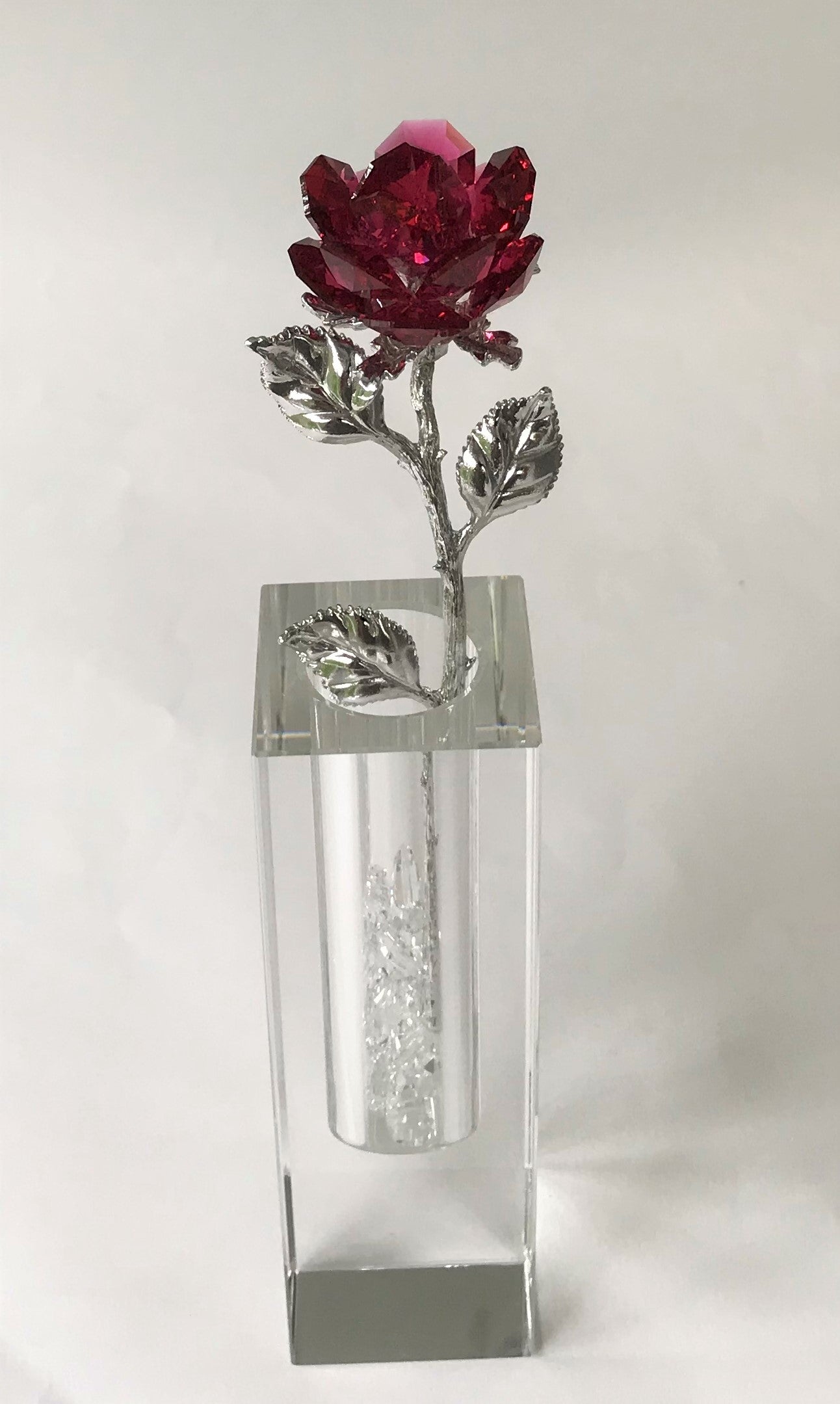 Red Crystal Rose Handcrafted By Bjcrystalgifts Using Swarovski Crystals In A Crystal Vase