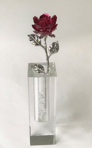 Red Crystal Rose Handcrafted By Bjcrystalgifts Using Swarovski Crystals In A Crystal Vase