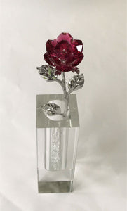 Red Crystal Rose Handcrafted By Bjcrystalgifts Using Swarovski Crystals In A Crystal Vase