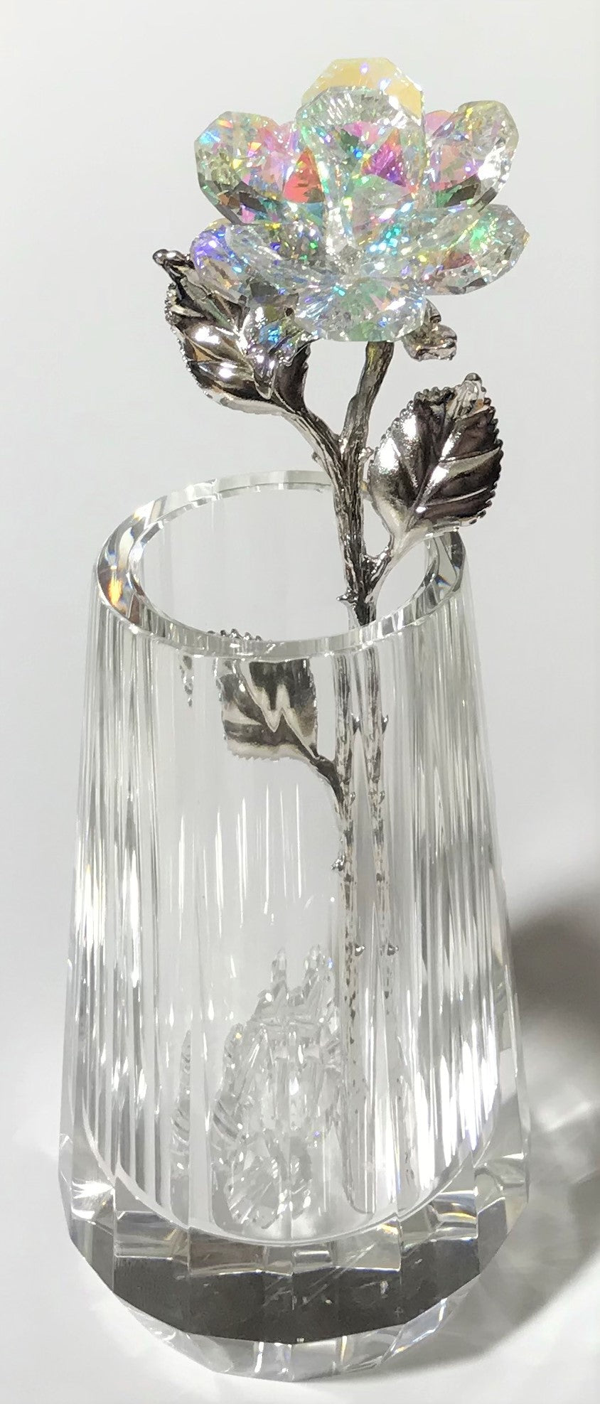 Sparkling AB Crystal Rose In Crystal Vase - AB Crystal Flower In Crystal Vase - Wedding Favor