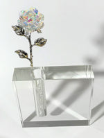 Load image into Gallery viewer, Aurora Borealis Long Stem Rose In Crystal Vase
