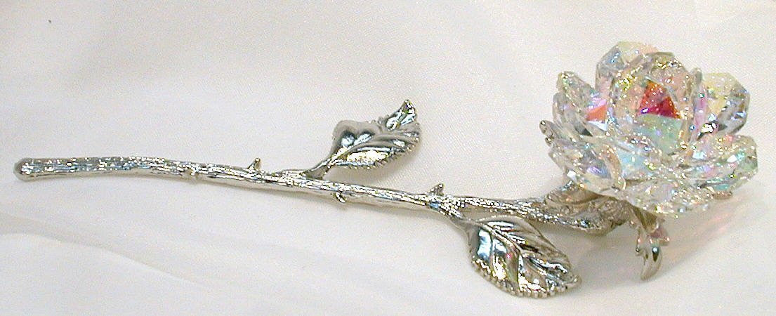 Crystal Rose Lying Ab - Handcrafted Using Swarovski Crystal - Ab Rose