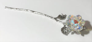 Sparkling AB Long Stem Crystal Rose - AB Crystal Rose Handcrafted By Bjcrystalgifts Using Swarovski Crystals