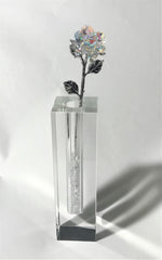 Load image into Gallery viewer, Long Stem AB Crystal Rose In 7 Inch Crystal Vase - AB Crystal Flower In Crystal Vase
