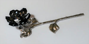Stunning Black Crystal Rose Figurine - Unique Crystal Rose Gift