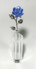 Load image into Gallery viewer, Blue Crystal Rose In Crystal Vase - Long Stem Blue Crystal Flower In Vase
