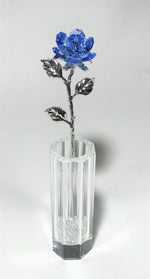 Load image into Gallery viewer, Blue Crystal Rose In Crystal Vase - Long Stem Blue Crystal Flower In Vase
