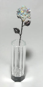 Aurora Borealis Rose In Crystal Vase
