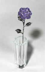 Load image into Gallery viewer, Purple Crystal Rose In Crystal Vase - Long Stem Crystal Flower In Vase
