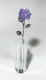 Load image into Gallery viewer, Purple Crystal Rose In Crystal Vase - Long Stem Crystal Flower In Vase
