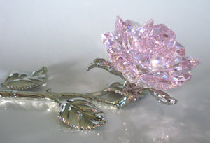 Pink Crystal Rose Handcrafted By Bjcrystalgifts Using Swarovski Crystal - Crystal Rose Figurine