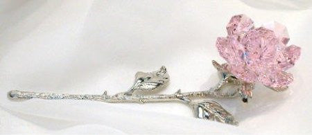 Pink Crystal Rose Handcrafted By Bjcrystalgifts Using Swarovski Crystal - Crystal Rose Figurine
