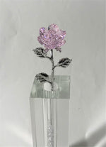 Load image into Gallery viewer, Long Stem Pink Crystal Rose In 7 Inch Crystal Vase - Pink Crystal Flower In Crystal Vase
