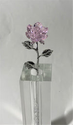 Load image into Gallery viewer, Long Stem Pink Crystal Rose In 7 Inch Crystal Vase - Pink Crystal Flower In Crystal Vase
