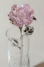Load image into Gallery viewer, Pink crystal Rose Made with Swarovski Crystal in Vase
