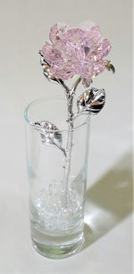 Load image into Gallery viewer, Pink crystal Rose Made with Swarovski Crystal in Vase
