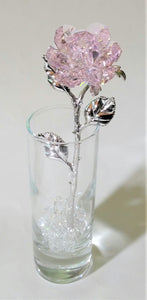 Pink crystal Rose Made with Swarovski Crystal in Vase