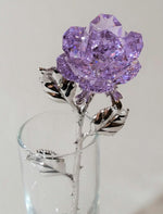 Load image into Gallery viewer, Purple Crystal Rose Made Using Swarovski Crystal in Vase
