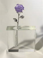Load image into Gallery viewer, Long Stem Purple Crystal Rose In Crystal Vase - Purple Crystal Flower In Crystal Vase
