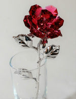 Load image into Gallery viewer, Red Crystal Rose Made with Swarovski Crystal in Vase
