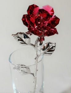 Red Crystal Rose Made with Swarovski Crystal in Vase