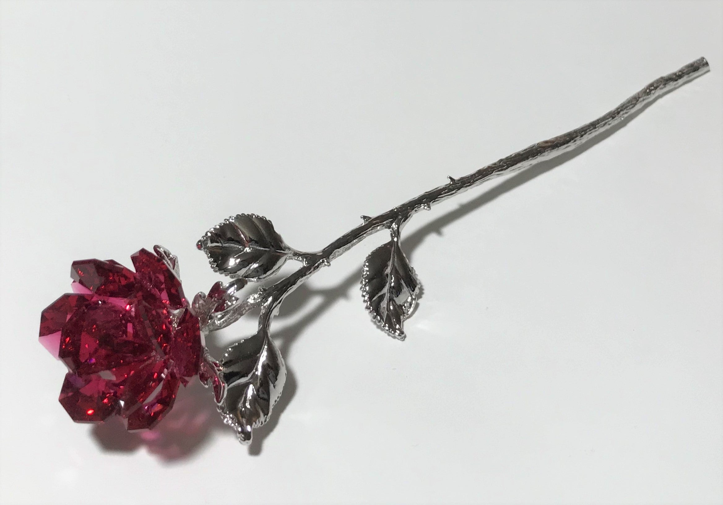 Sparkling Long Stem Crystal Rose Red - Red Crystal Flower - Wedding Favor
