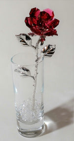 Load image into Gallery viewer, Red Crystal Rose Made with Swarovski Crystal in Vase
