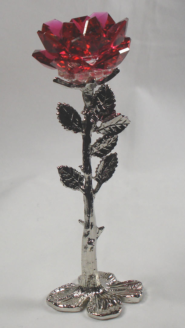 Red Crystal Rose Handcrafted By Bjcrystalgifts Using Swarovski Crystal - Crystal Rose Figurine