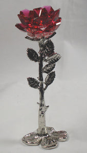 Red Crystal Rose Handcrafted By Bjcrystalgifts Using Swarovski Crystal - Crystal Rose Figurine