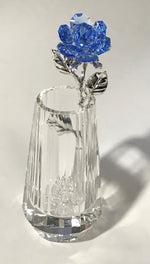 Load image into Gallery viewer, Blue Crystal Rose In Crystal Vase - Blue Crystal Flower In Crystal Vase - Rose Figurine
